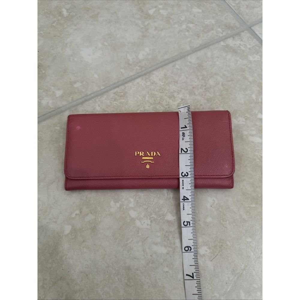 PRADA Saffiano Leather Long Continental Wallet Pink Gold Tone Hardware - Picture 15 of 15